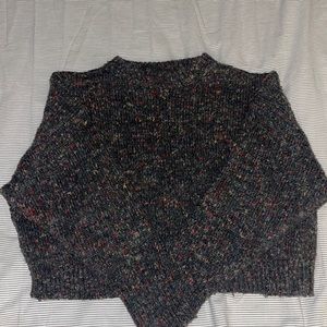 Lou & Grey Cropped Black and Multi Colors Knit Sweater
